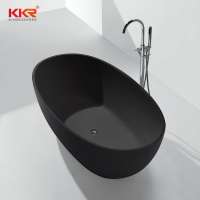 Large soaking artificial faux stone luxury japases free standing black bathtub