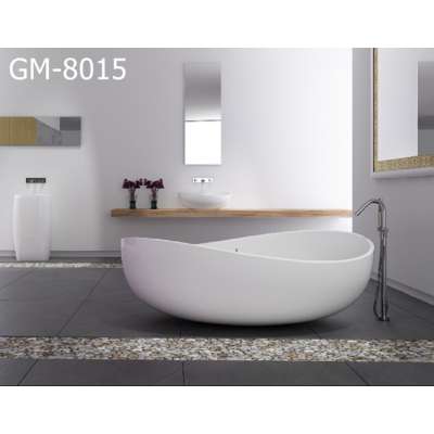 GM-8015 factory supplying big size 180*110*62cm bathtub solid surface artificial stone white resin stone freestandig bath tub