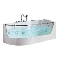 with tempered glass side whirlpools massage 900mm square jacuzzi acrylic bathtub