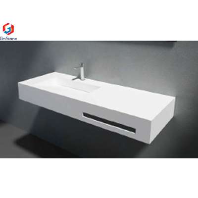 Elegant solid surface artificial stone acrylic bathroom wall-hung wash Basin