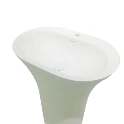 GM-3007 solid surface artificial stone white oval resin basin freestanding wash hand basin