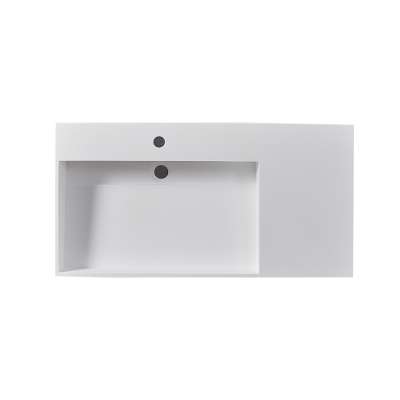 GM-2056  white  rectangular fancy basin sink solid surface artificial stone  wall-hung  wash basin