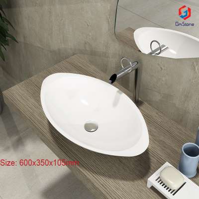 GM-2011 Italian designed solid surface artificial stone bathroom sink wash basin