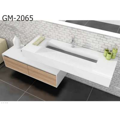 GM-2065  white  rectangular natural stone sink basin  solid surface artificial stone  wall-hung basin