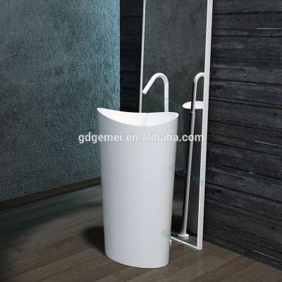 China Solid Surface freestanding Bathroom Basin /sanitary ware pedestal basin