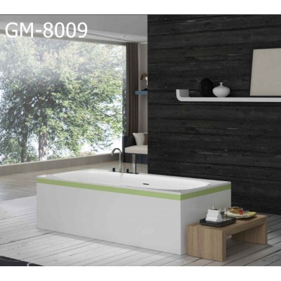 GM-8009 modern high quality 180*94*55cm resin stone bathtub solid surface artificial stone white/matt freestanding bath tub