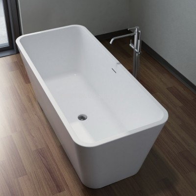 Rectangle artificial stone Freestanding bathtub / Resin Stone bathtub