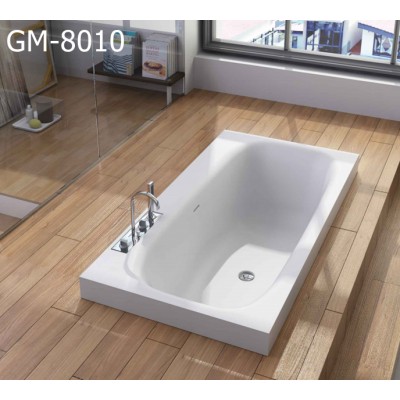 GM-8010  Brand new180*100*55cm embedded bathtub solid surface artificial stone resin stne freestanding bath tub