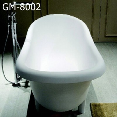 GM-8002  cheap price high quality 180*80*77.4cm resin bathtub solid surface artificial stone white oval freestanding bath tub