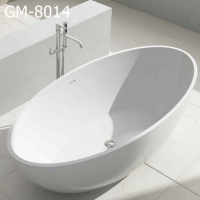 Sanitary Ware Modern Oval White Matt Glossy Solid Surface Stone Resin Bathtub